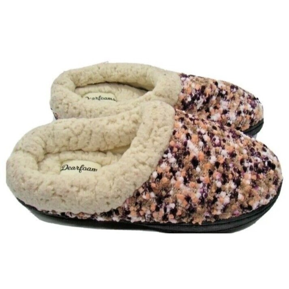 Womens Chunky Textured  Slippers Sm 5-6 Lined Multi Color Back Slide Dream Foams